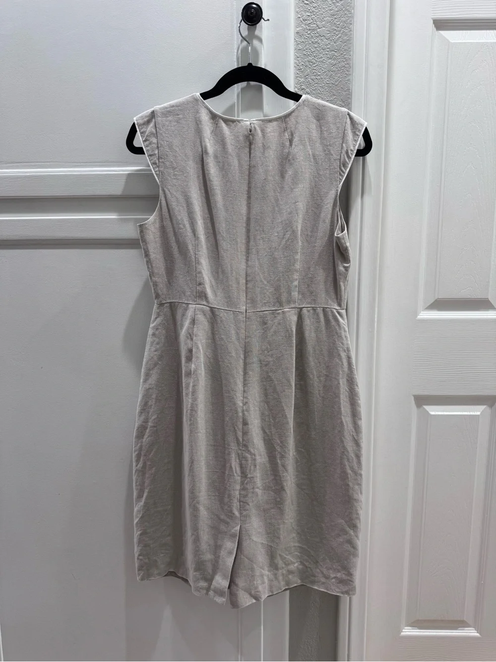 J. Crew Linen Sheath Dress Beige with White Trim